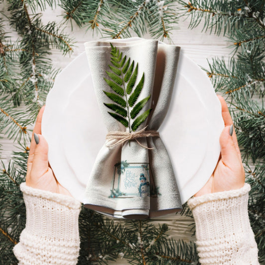 Festive Frosty Cloth Napkin Set of 4