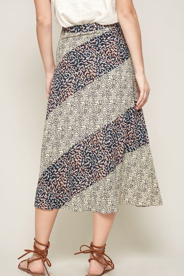A Floral - print Woven Midi Skirt - ZumBuys