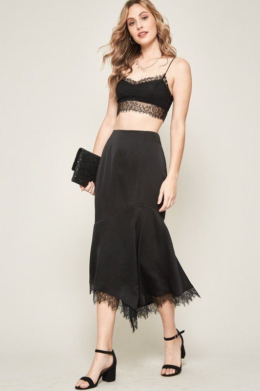 A Solid Woven Midi Skirt - ZumBuys