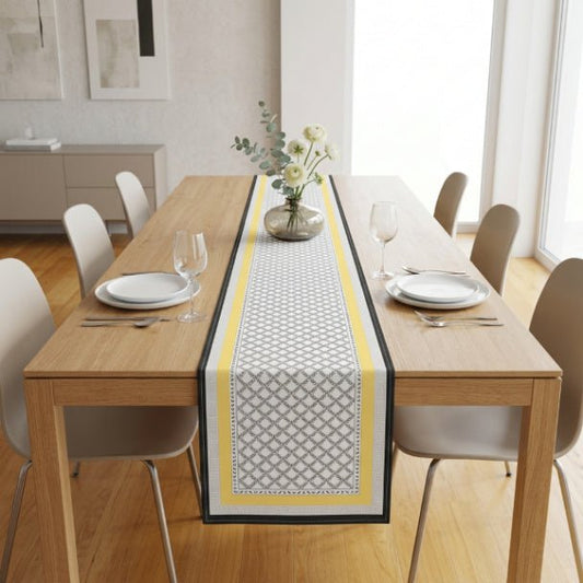 Aura Fusion Table Runner – Modern Geometric Table Runner in Cotton Twill or Polyester - ZumBuys