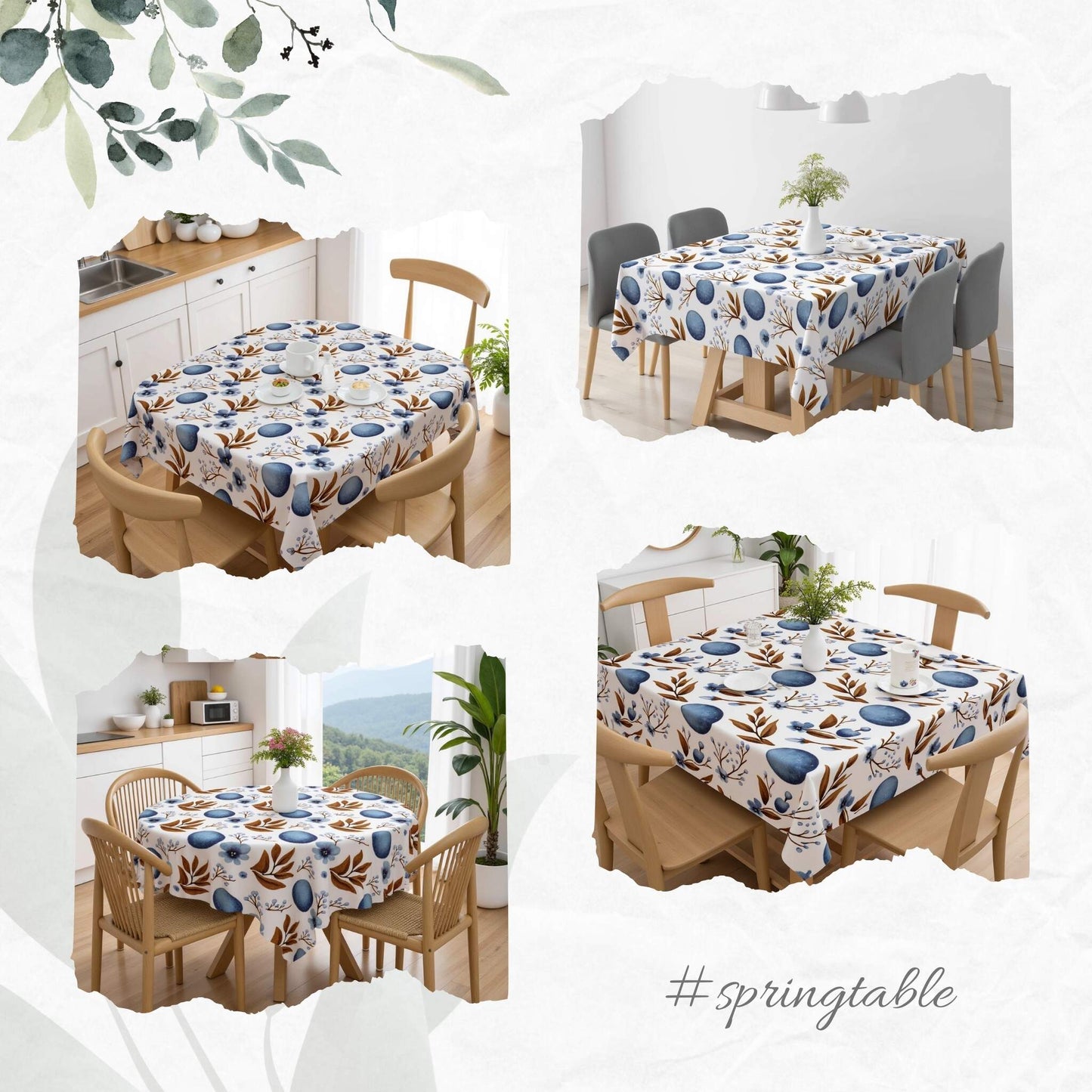 Blue Egg Blossom Tablecloths - ZumBuys