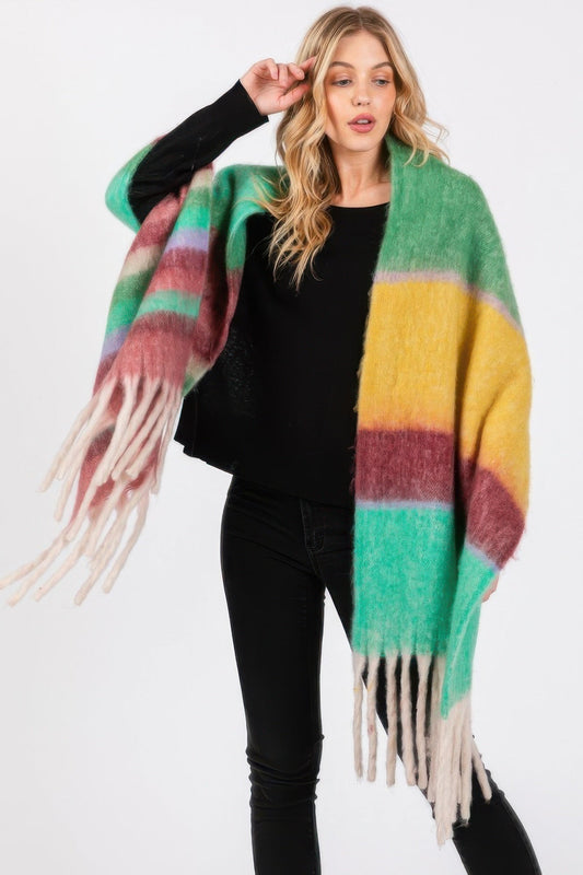 Brushed Multi Color Stripe Scarf - ZumBuys