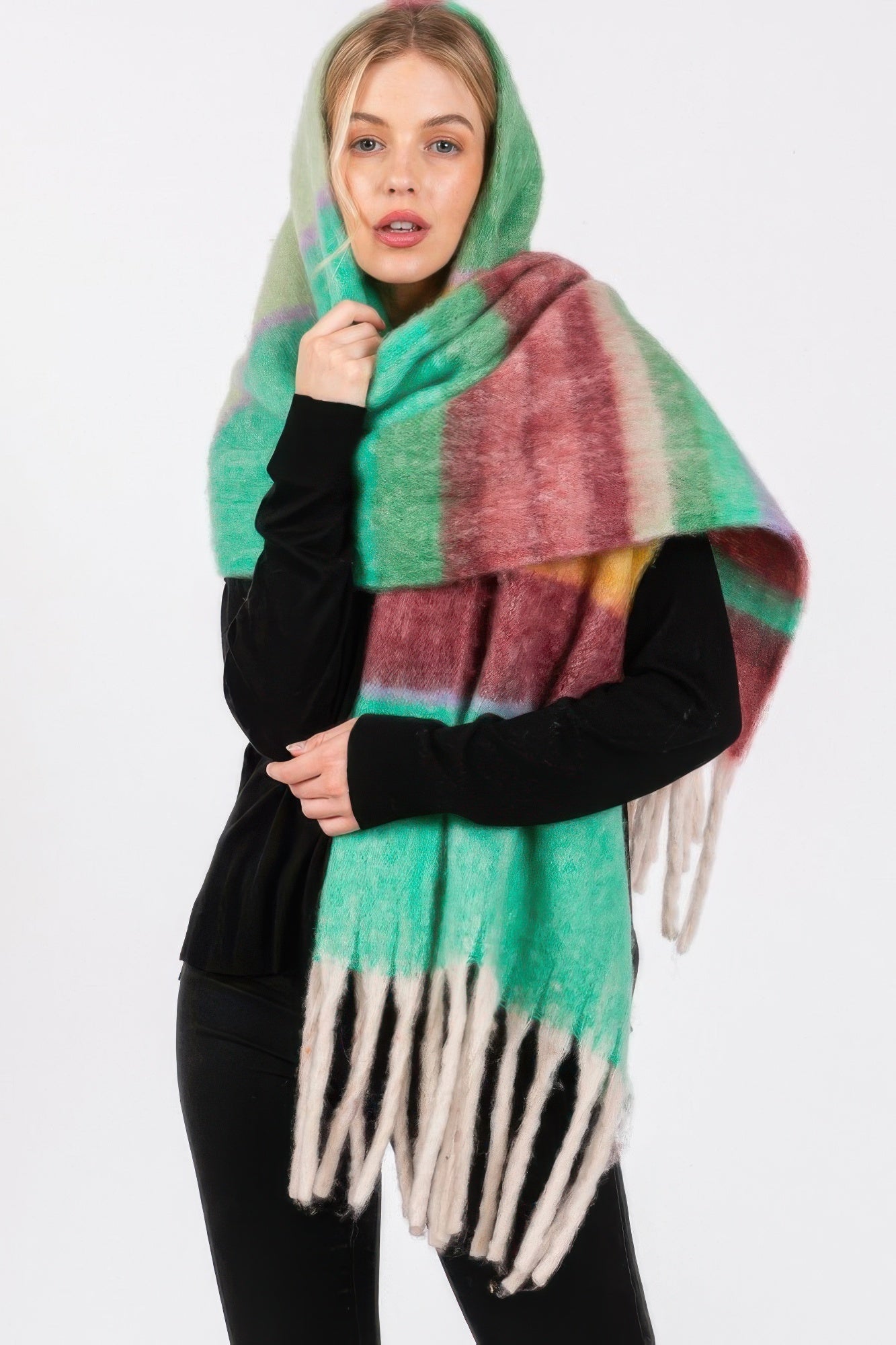 Brushed Multi Color Stripe Scarf - ZumBuys
