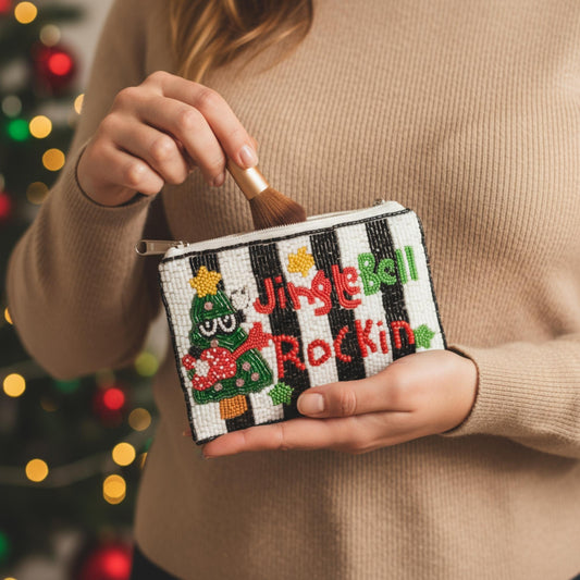 Christmas Jingle Bell Rockin Beaded Coin Bag - ZumBuys