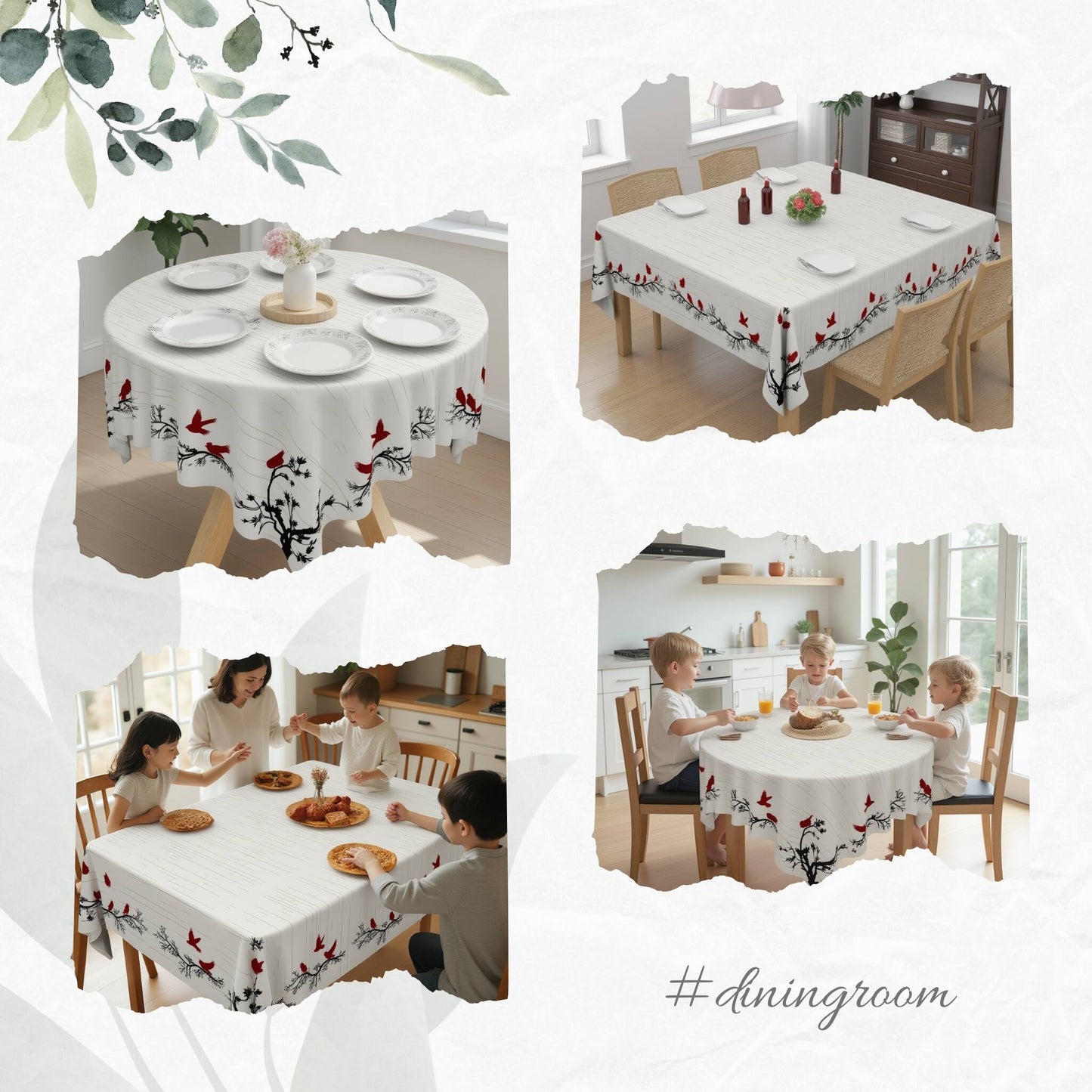 Crimson Flock Tablecloth - ZumBuys