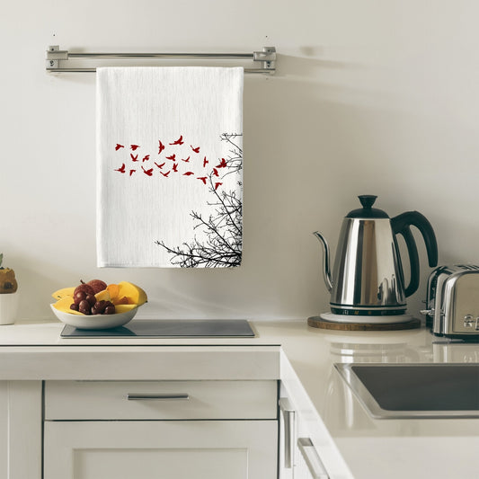 Crimson Flock Tea Towel (cotton, poly) - ZumBuys