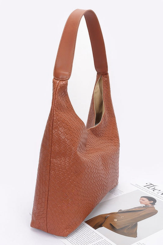 Embossed Faux Leather Shoulder Bag - ZumBuys
