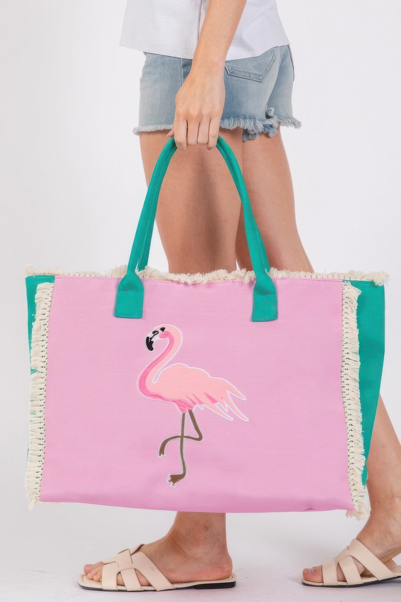 Embroidered Patch Fringe Tote Bag - ZumBuys