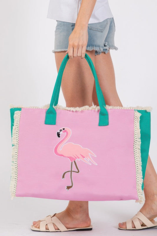 Embroidered Patch Fringe Tote Bag - ZumBuys