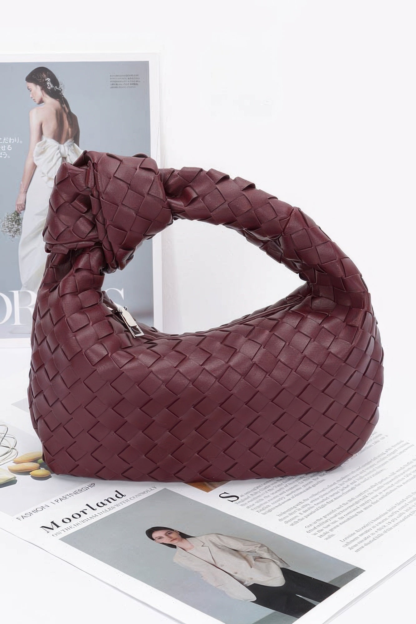 Faux Leather Braided Zip Bag - ZumBuys