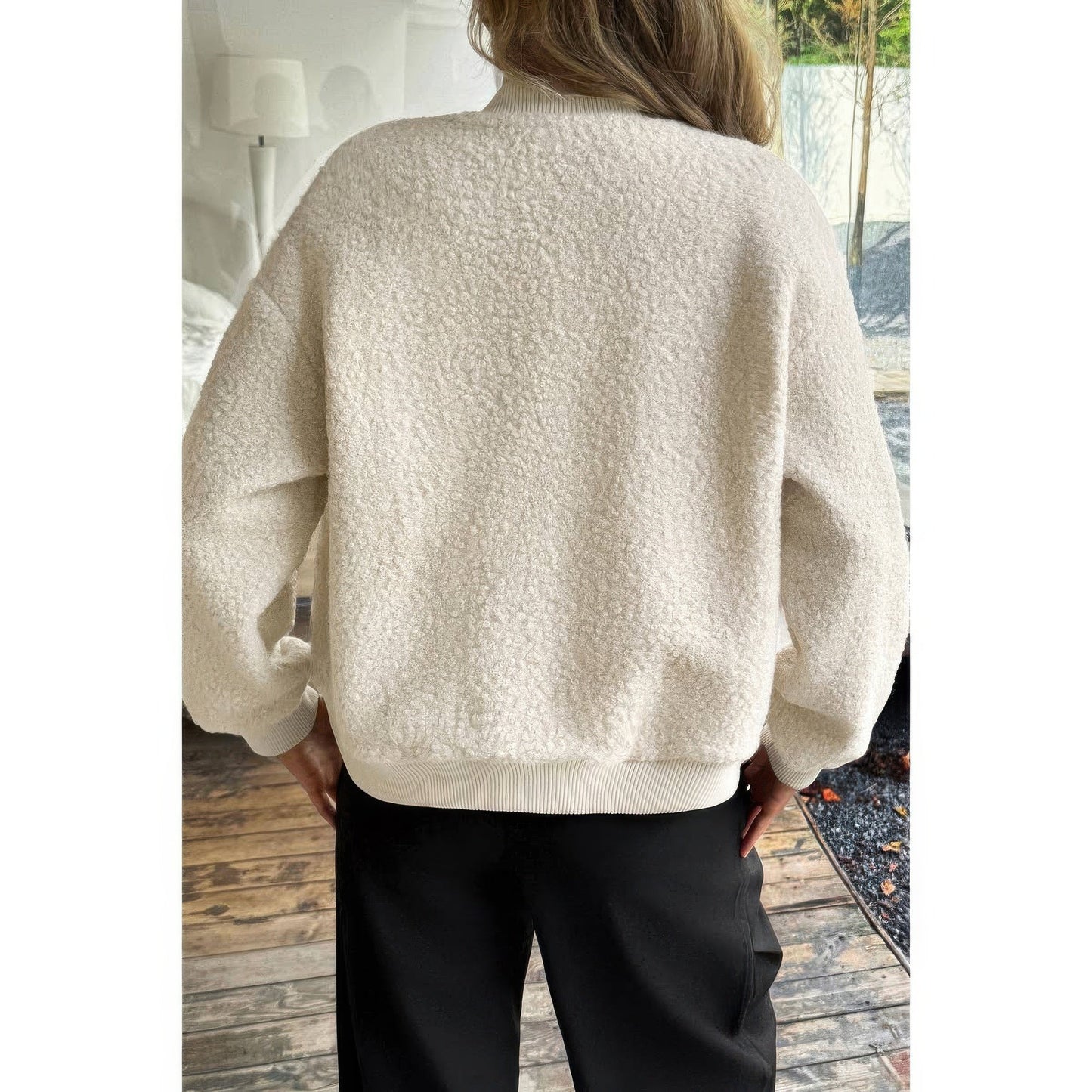 Faux Sherpa Fuzzy Teddy Bomber Jacket - ZumBuys
