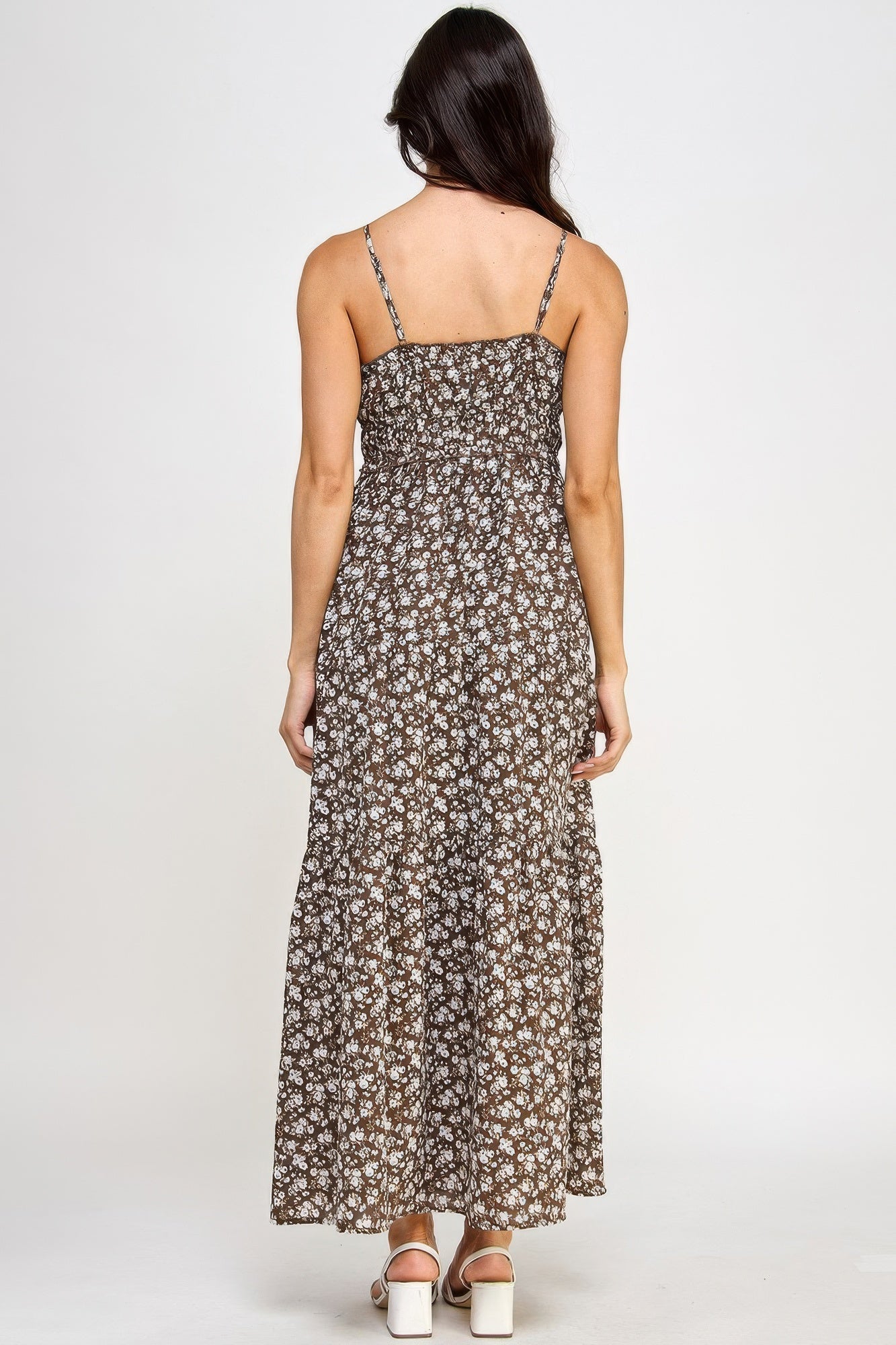 Floral Smocked Ruffle Maxi Dress - ZumBuys