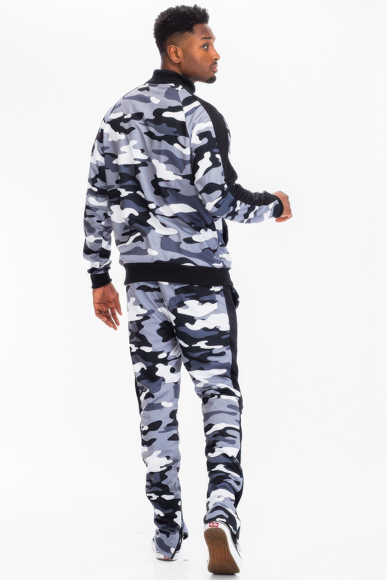 Full Camo With Stripe Track Bottom Pants and Jacket Set - ZumBuys