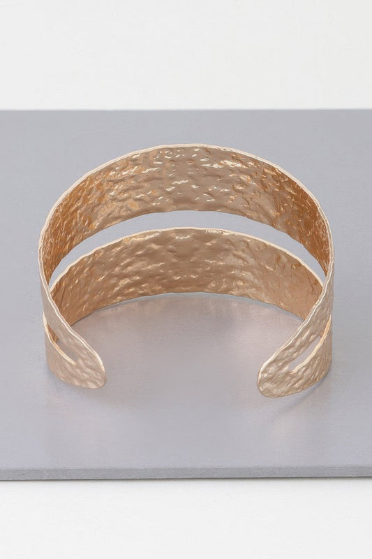Hammered Double Wrap Cuff Bracelet - ZumBuys