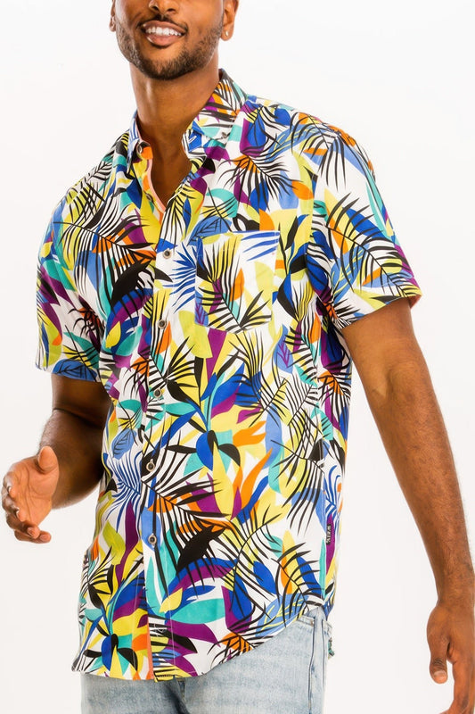 Hawaiian Print Button Down Shirt - ZumBuys