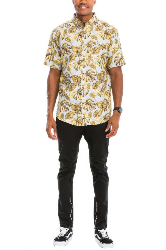 Hawaiian Print Button Down Shirt - ZumBuys