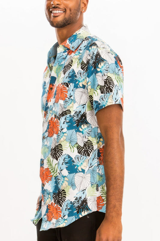 Hawaiian Print Button Down Shirt - ZumBuys