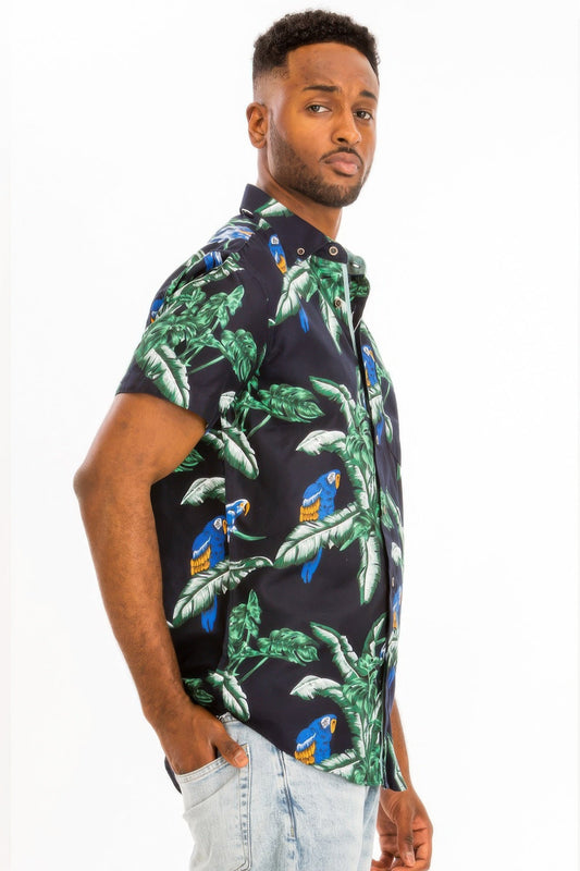 Hawaiian Print Button Down Shirt - ZumBuys