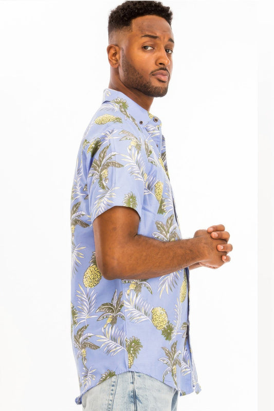 Hawaiian Print Button Down Shirt - ZumBuys