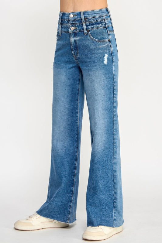 High Rise Double Waist Wide Leg - ZumBuys