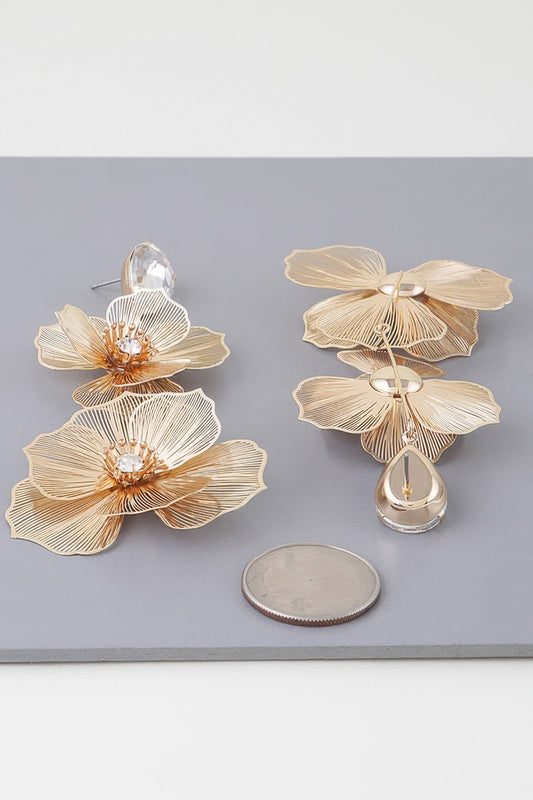 Jewel Flower Teardrop Earrings - ZumBuys