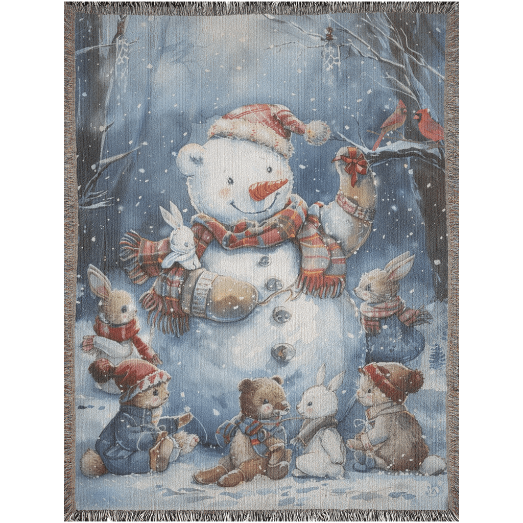 Jolly Snowman and Pals Woven Blankets - ZumBuys
