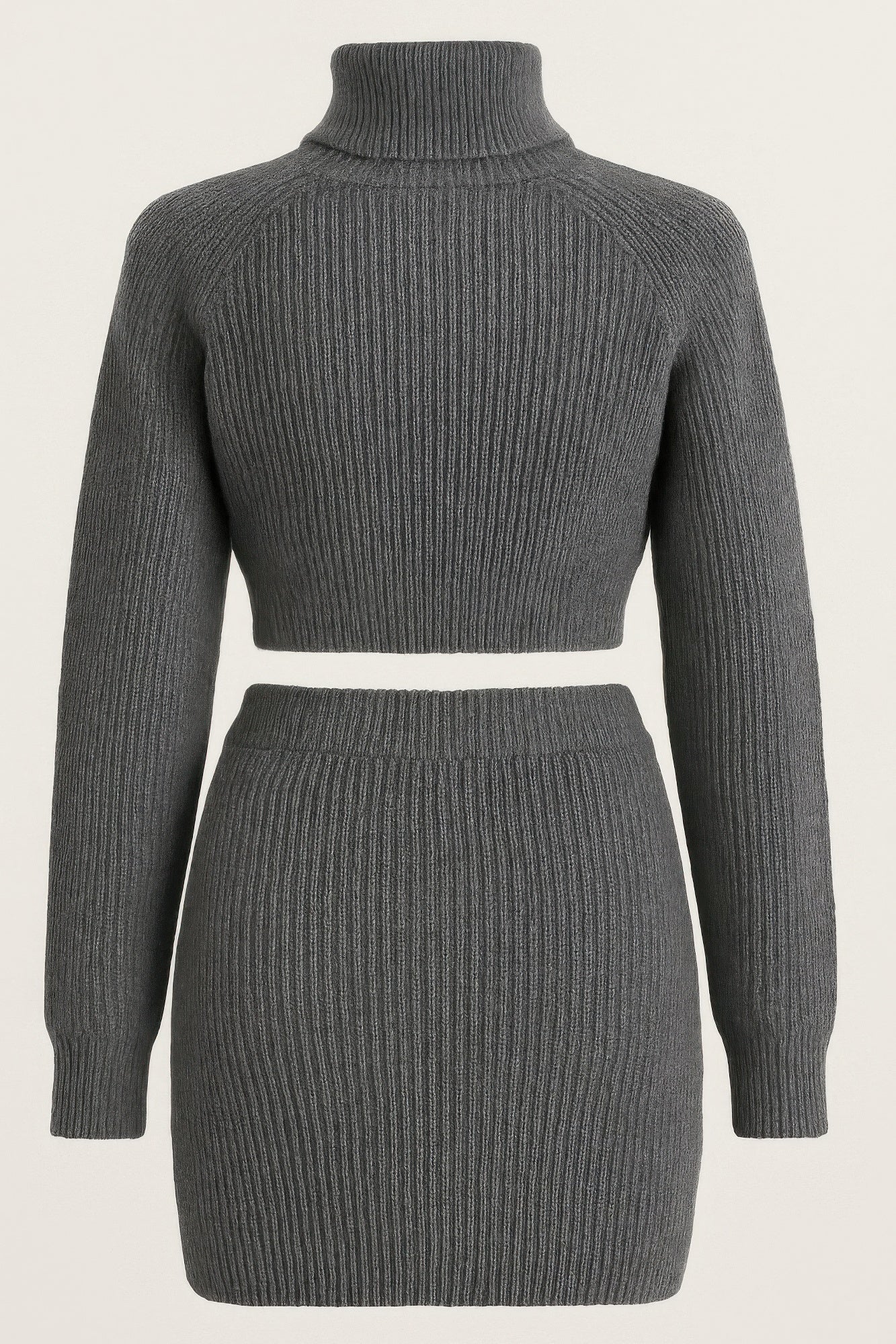 Knit Mock Neck Top And Skirt - ZumBuys