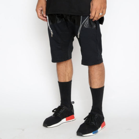 Leather Front Moto Short Pants - ZumBuys