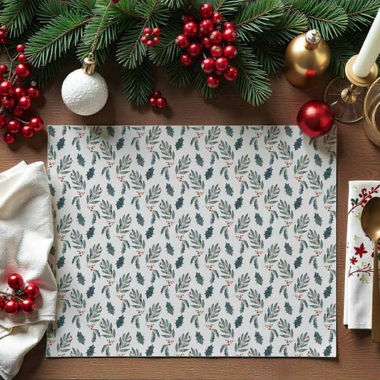 Leaves and Holly Placemat, 2pc - ZumBuys