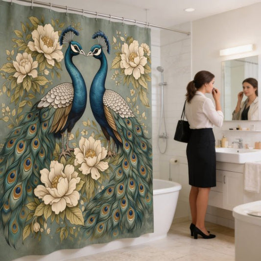 Magnolia Peacock Garden Shower Curtain - ZumBuys