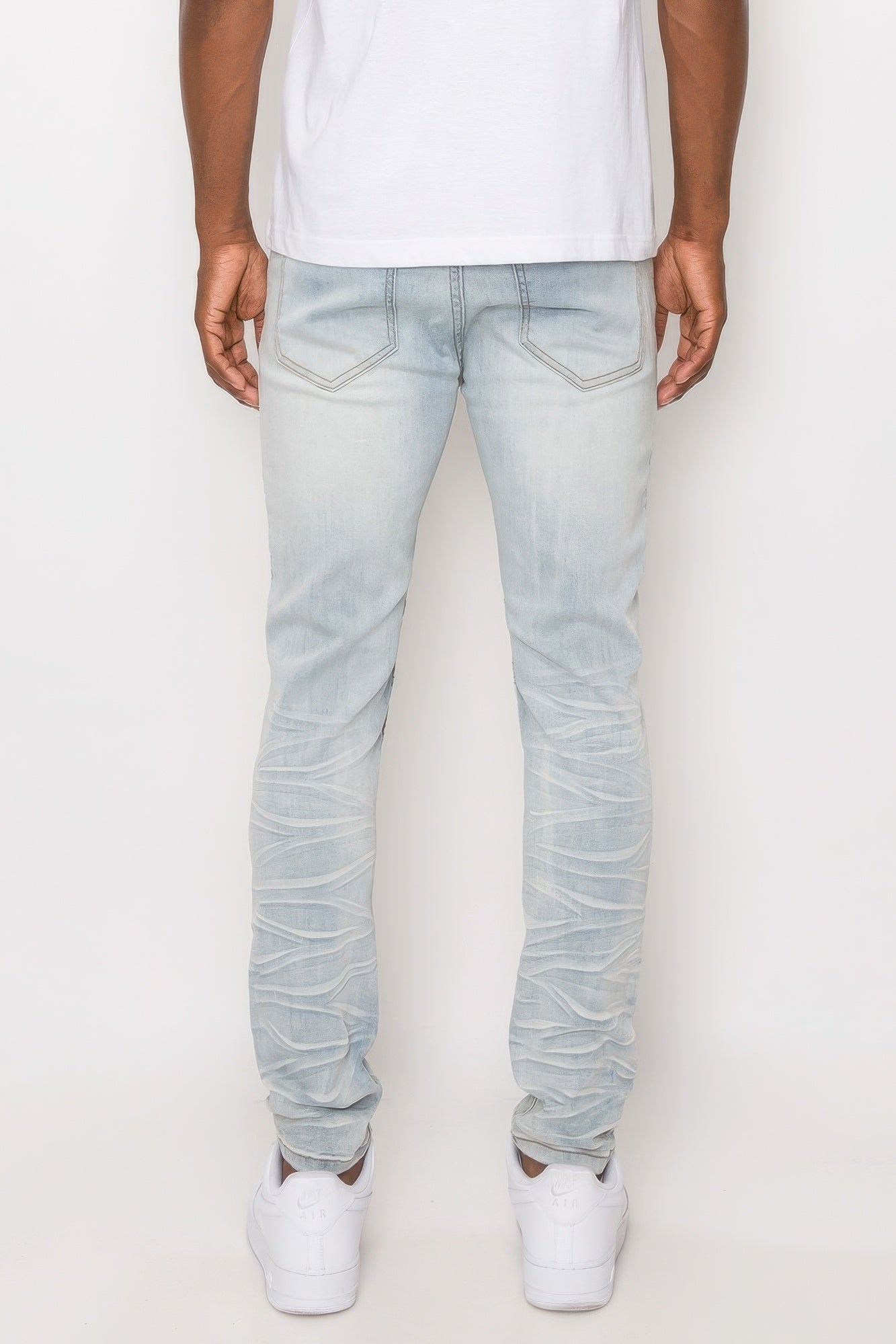 Men Creased Biker Denim Jeans - ZumBuys