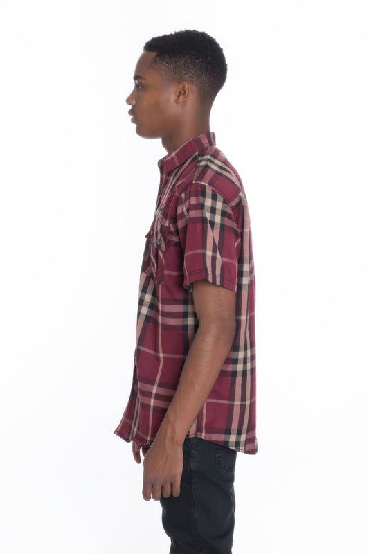 Men's Casual Short Sleeve Checker Shirts - ZumBuys