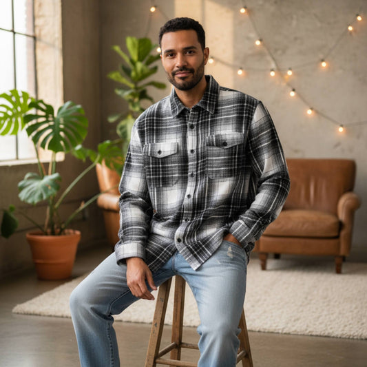 Mens Checkered Soft Flannel Shacket - ZumBuys