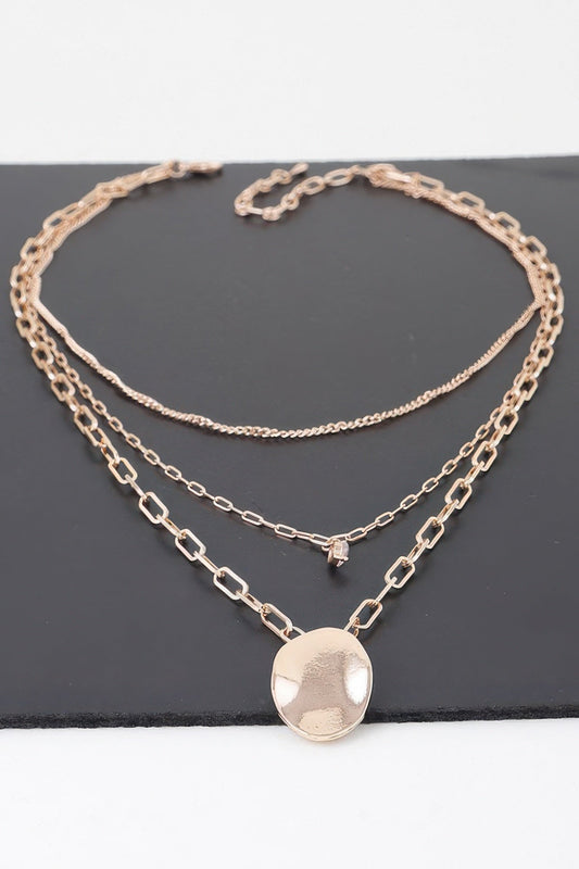 Metal Pendant Multilayer Necklace - ZumBuys