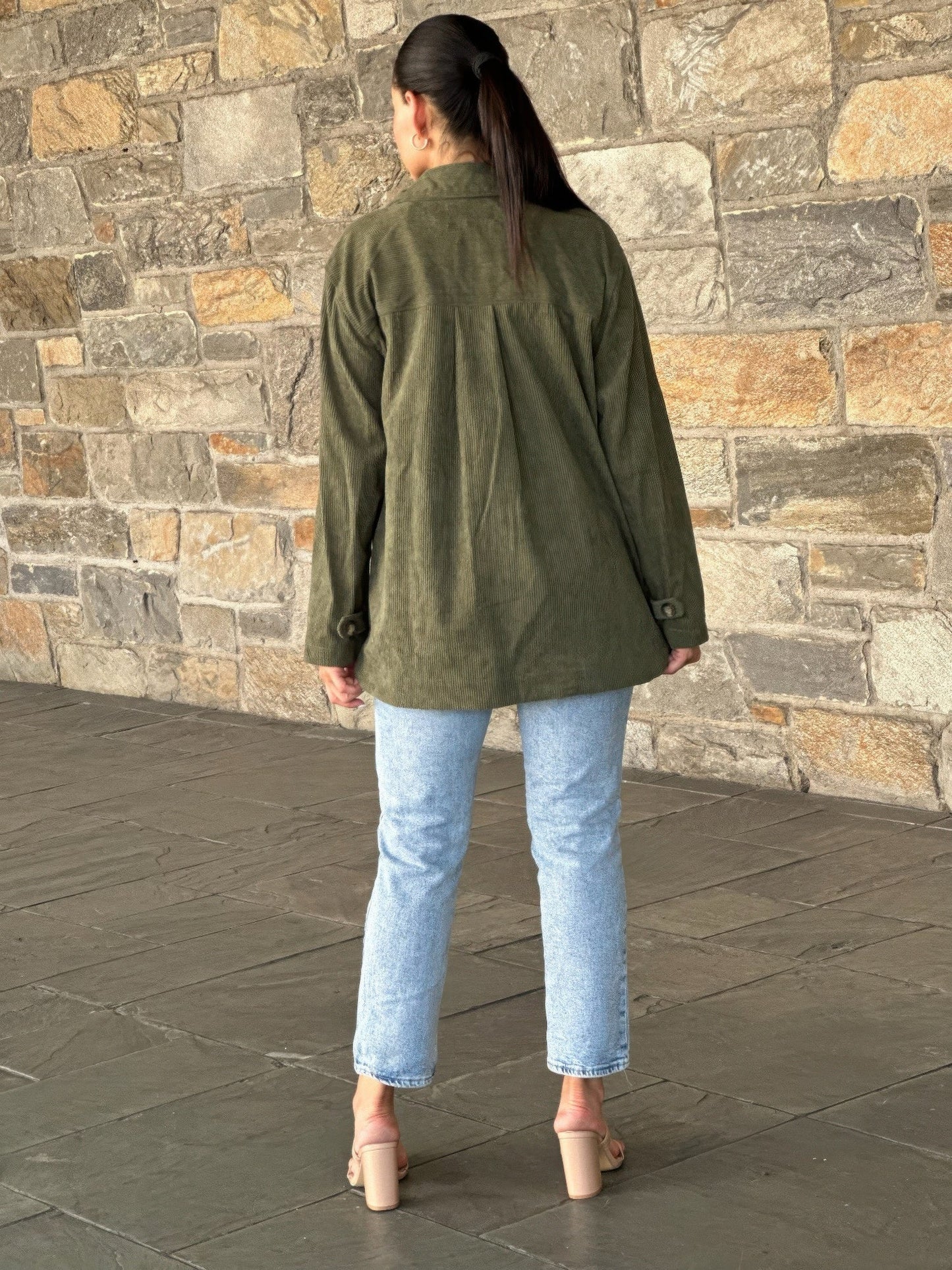 Oversized Corduroy Shacket Button Down Utility - ZumBuys