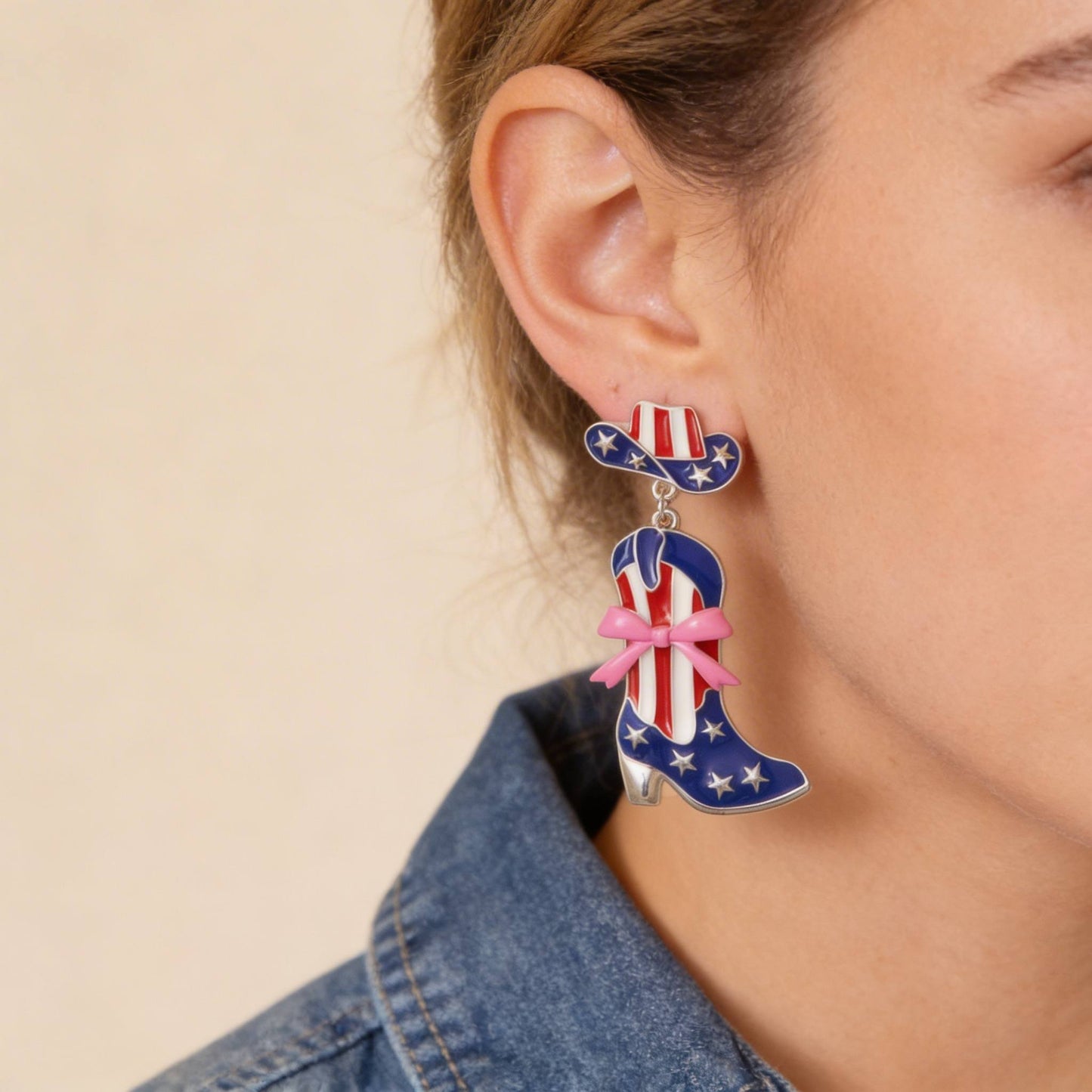Patriotic Cowgirl Boot Post Earrings - ZumBuys