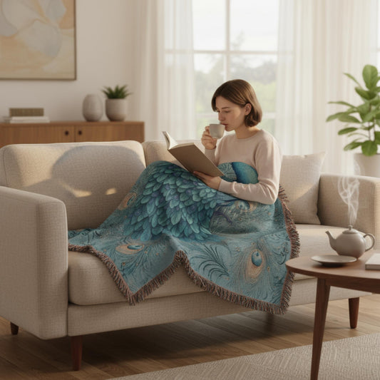 Peacock Dreams Woven Blanket - ZumBuys