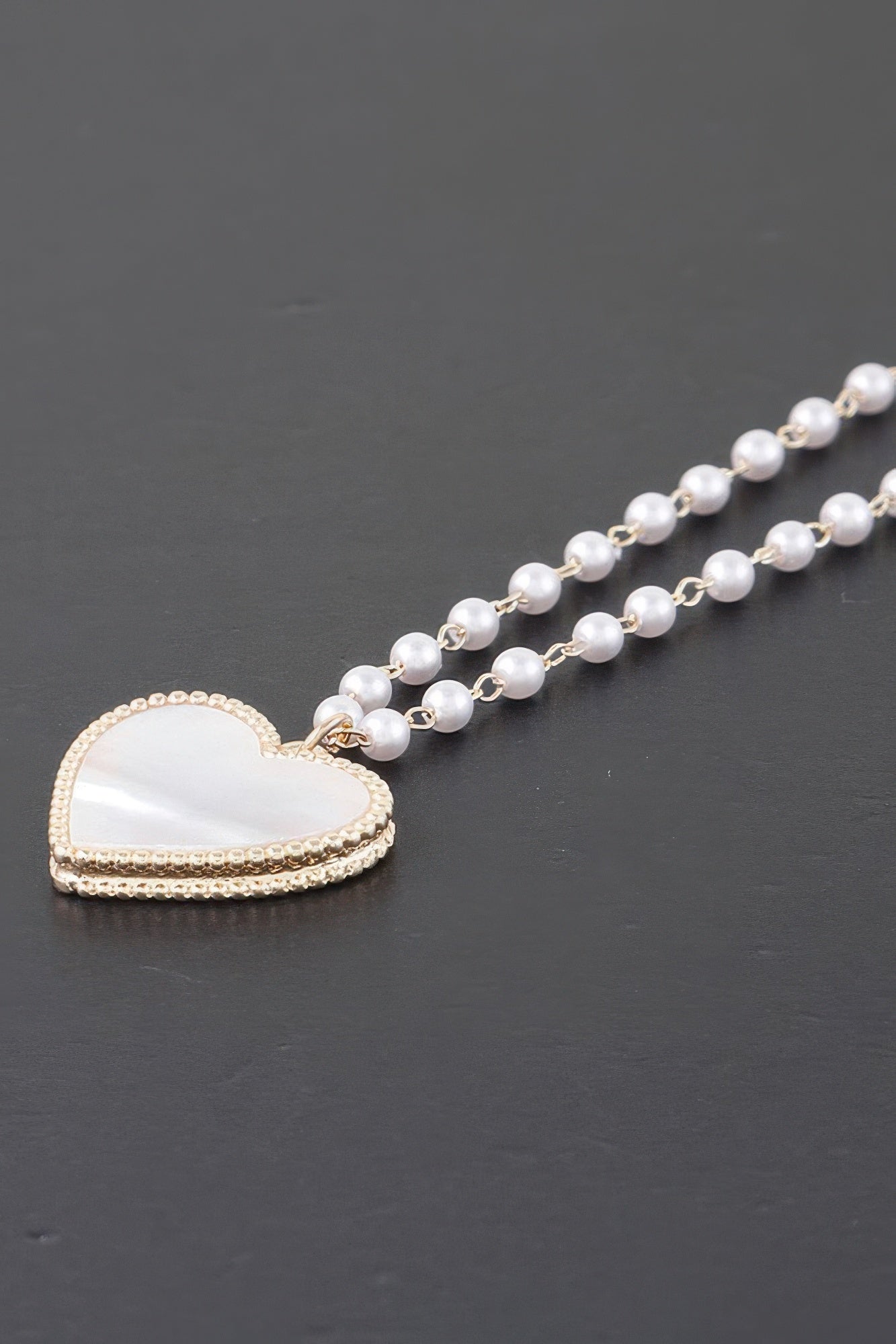 Pearled Marble Heart Necklace - ZumBuys
