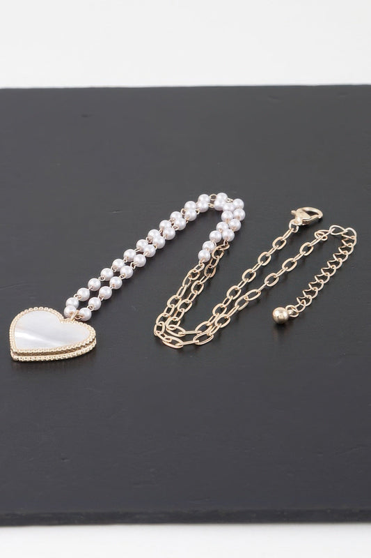 Pearled Marble Heart Necklace - ZumBuys