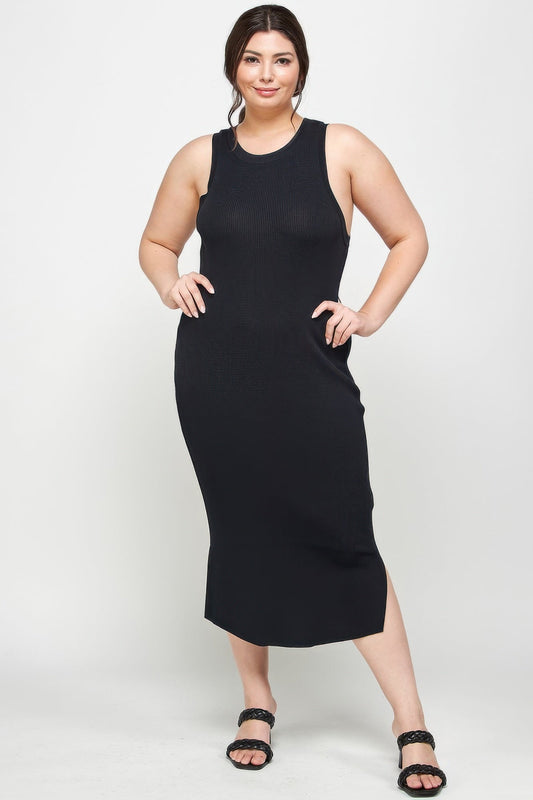 Plus Size Stretchy Racer Back Midi Dress - ZumBuys