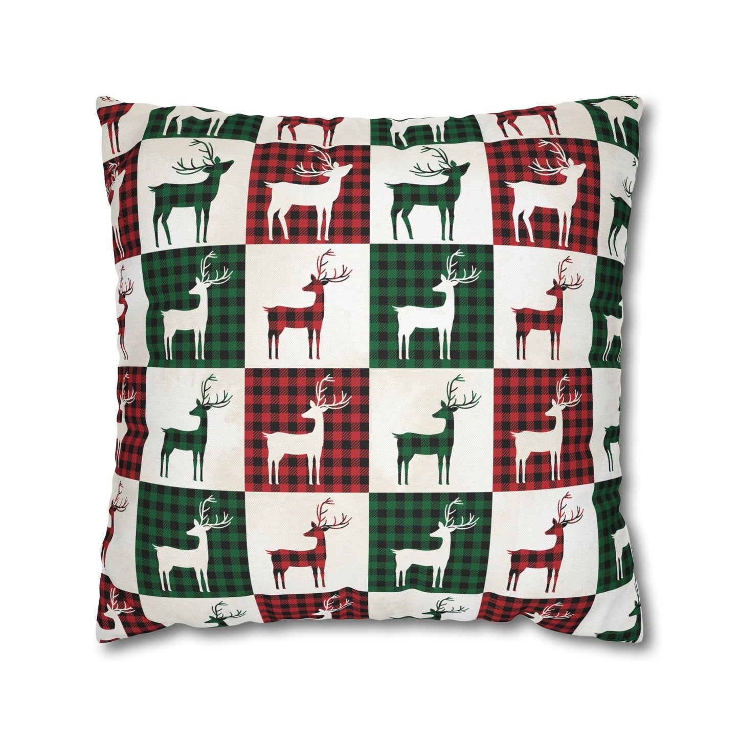 Reindeer Plaid Rhapsody Square Pillow Cover - ZumBuys