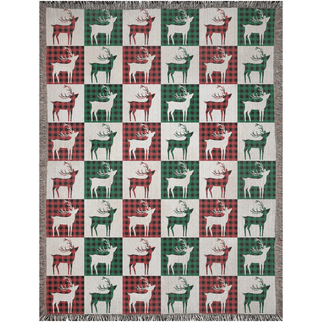 Reindeer Plaid Rhapsody Woven Blankets - ZumBuys