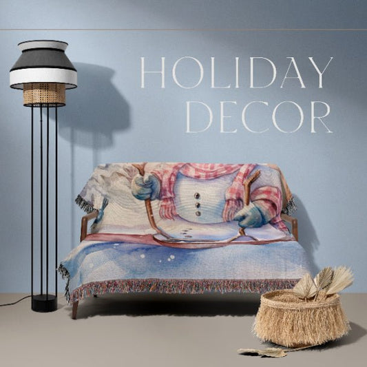 Snowman Sled Adventure Woven Blankets - ZumBuys