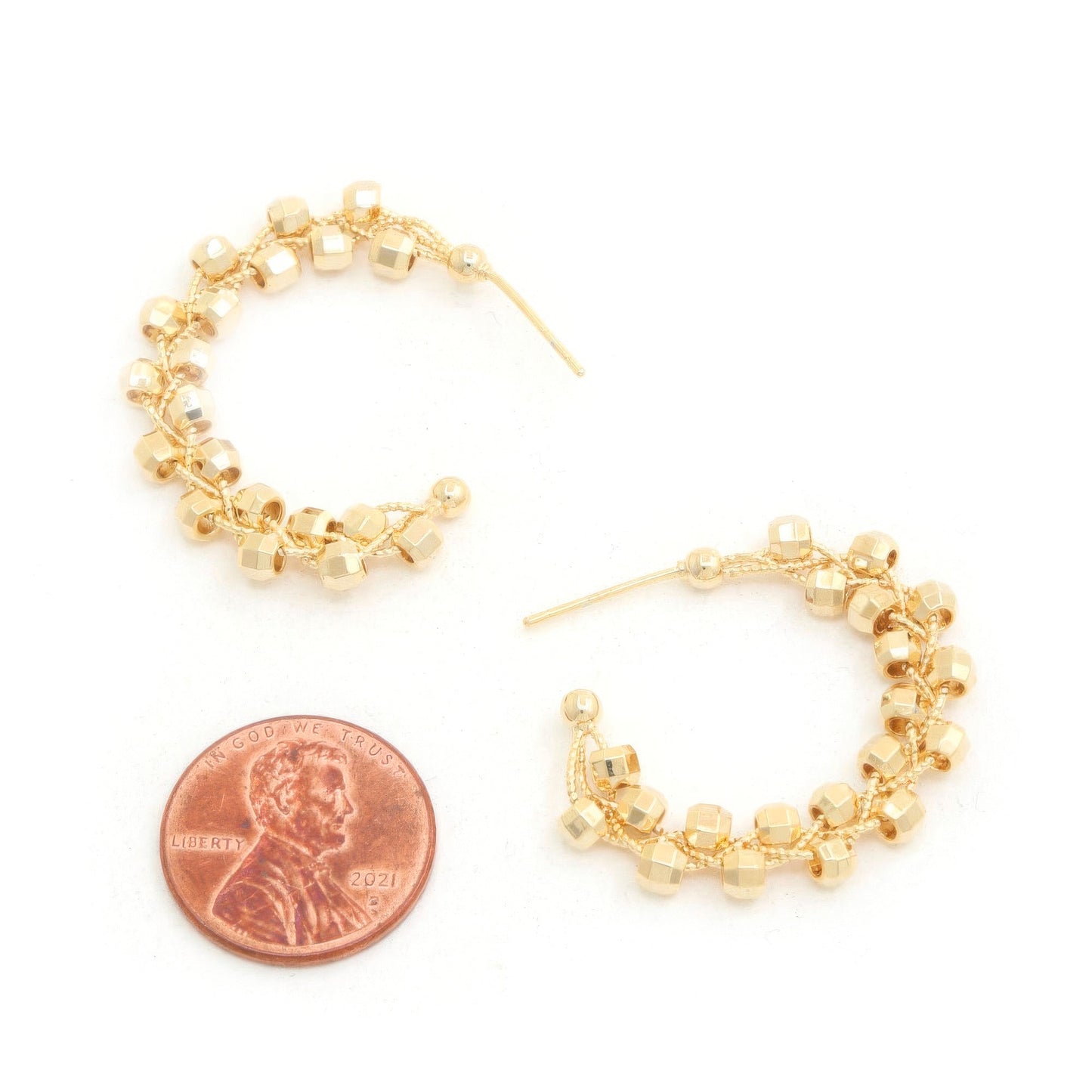 Sodajo Beaded Open Hoop Gold Dipped Earring - ZumBuys