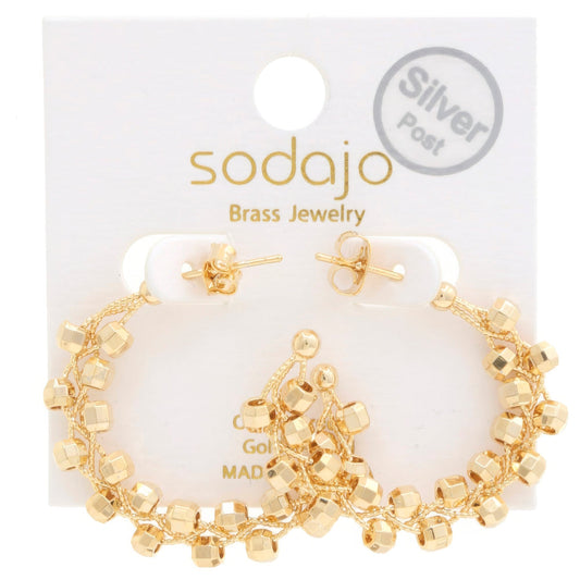 Sodajo Beaded Open Hoop Gold Dipped Earring - ZumBuys