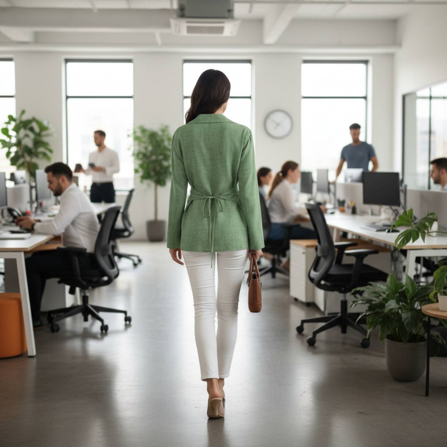 Solid Crossed Button Long Sleeve Blouse - ZumBuys