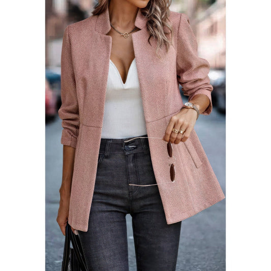Solid Pocket Long Sleeve Elegant Wool Coat - ZumBuys