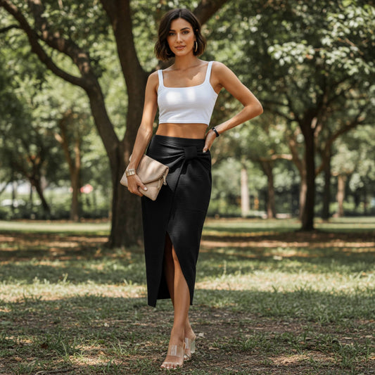 Solid Twist Wrap Assassin Fit Skirt - ZumBuys