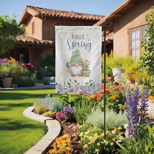 Spring Gnome Blossom Garden or House Banner - ZumBuys