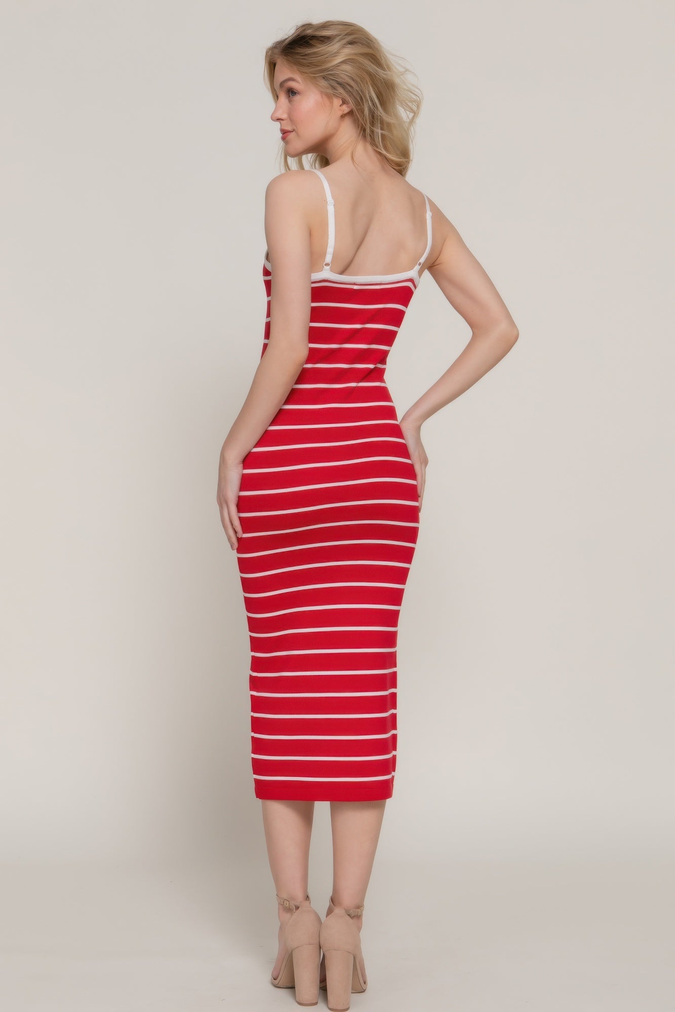 Straight Neck Stripe Spring Sweater Dress - ZumBuys